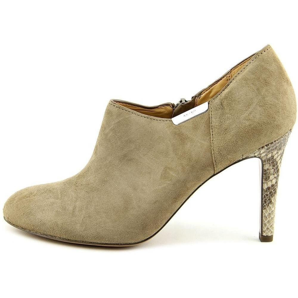 NWB Coach Seneca Taupe Suede Snake Heel Booties